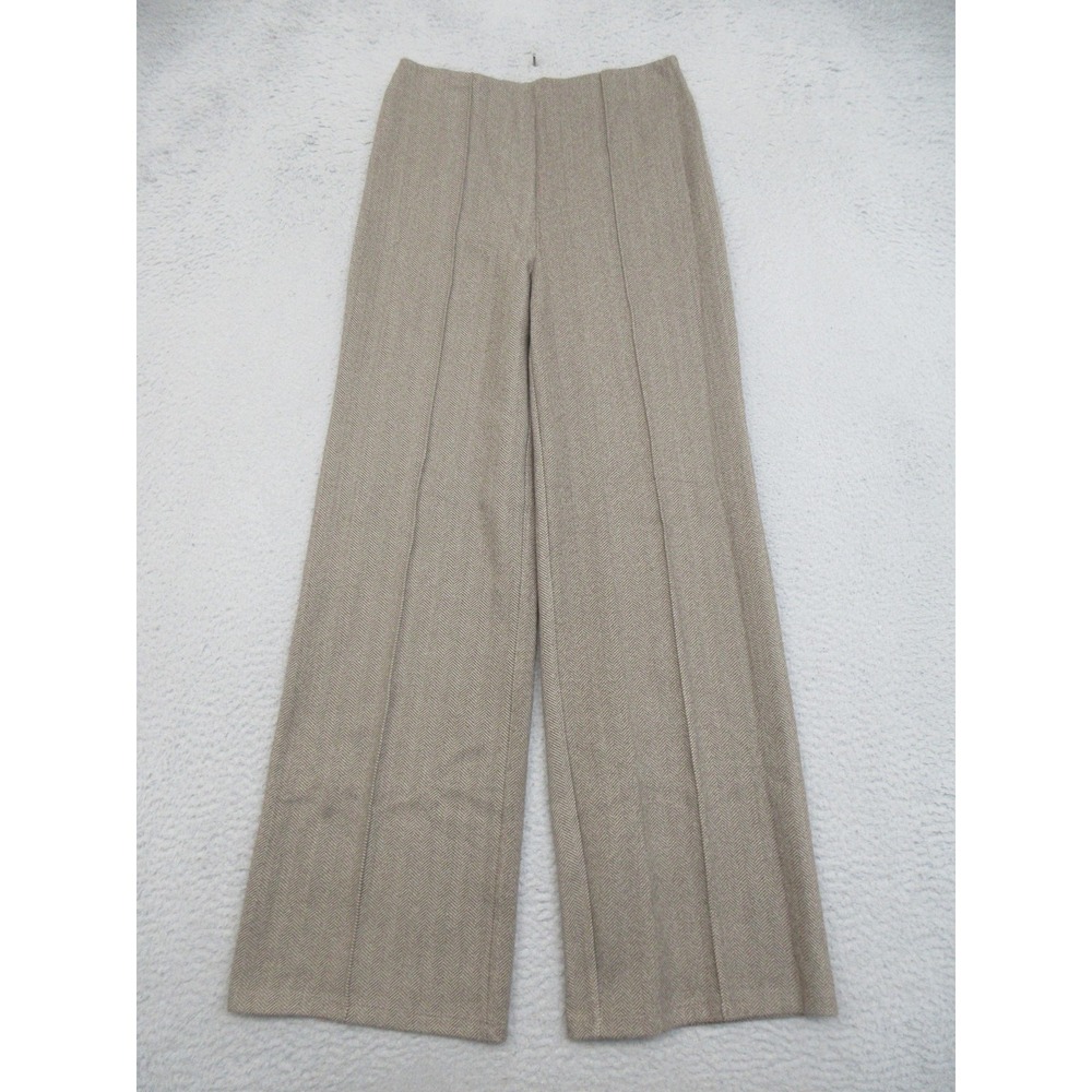 Womens Herringbone Wide Leg Pants M Brown High Rise Dark Academia Grandpacore